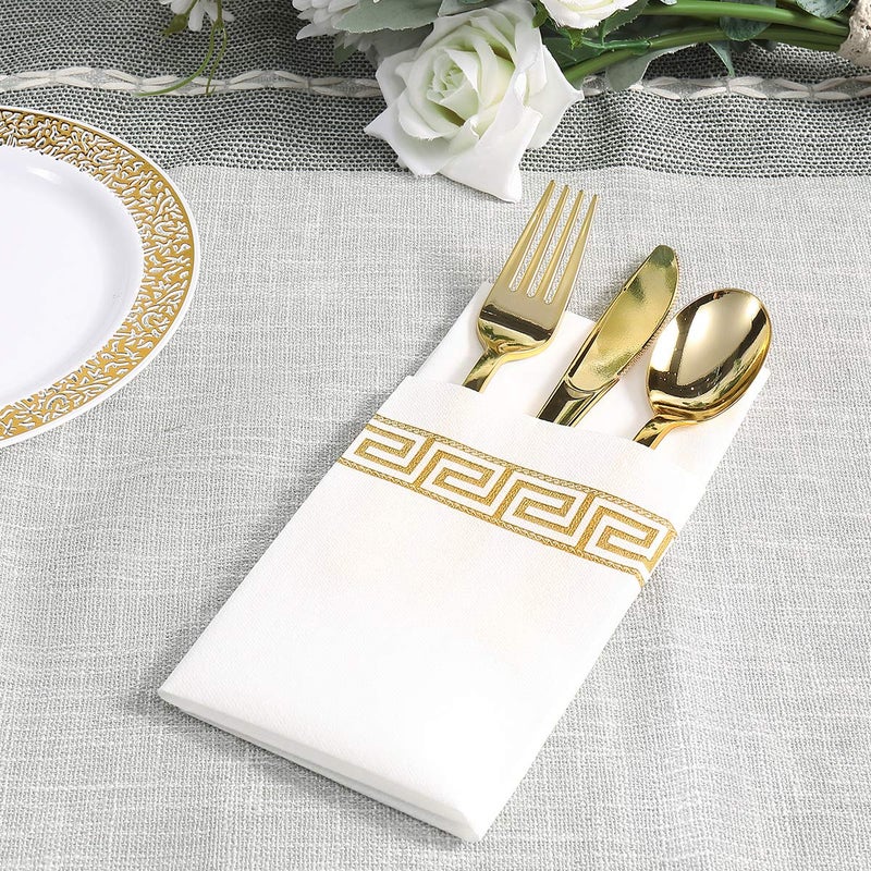 Vplus 200 PACK Guest Towels Disposable Bathroom, Decorative Bathroom Napkins, Soft and Absorbent Disposable Dinner Napkins Cloth Like for Kitchen, Parties, Weddings, Christmas Partyï¼ˆGold) - Image 2